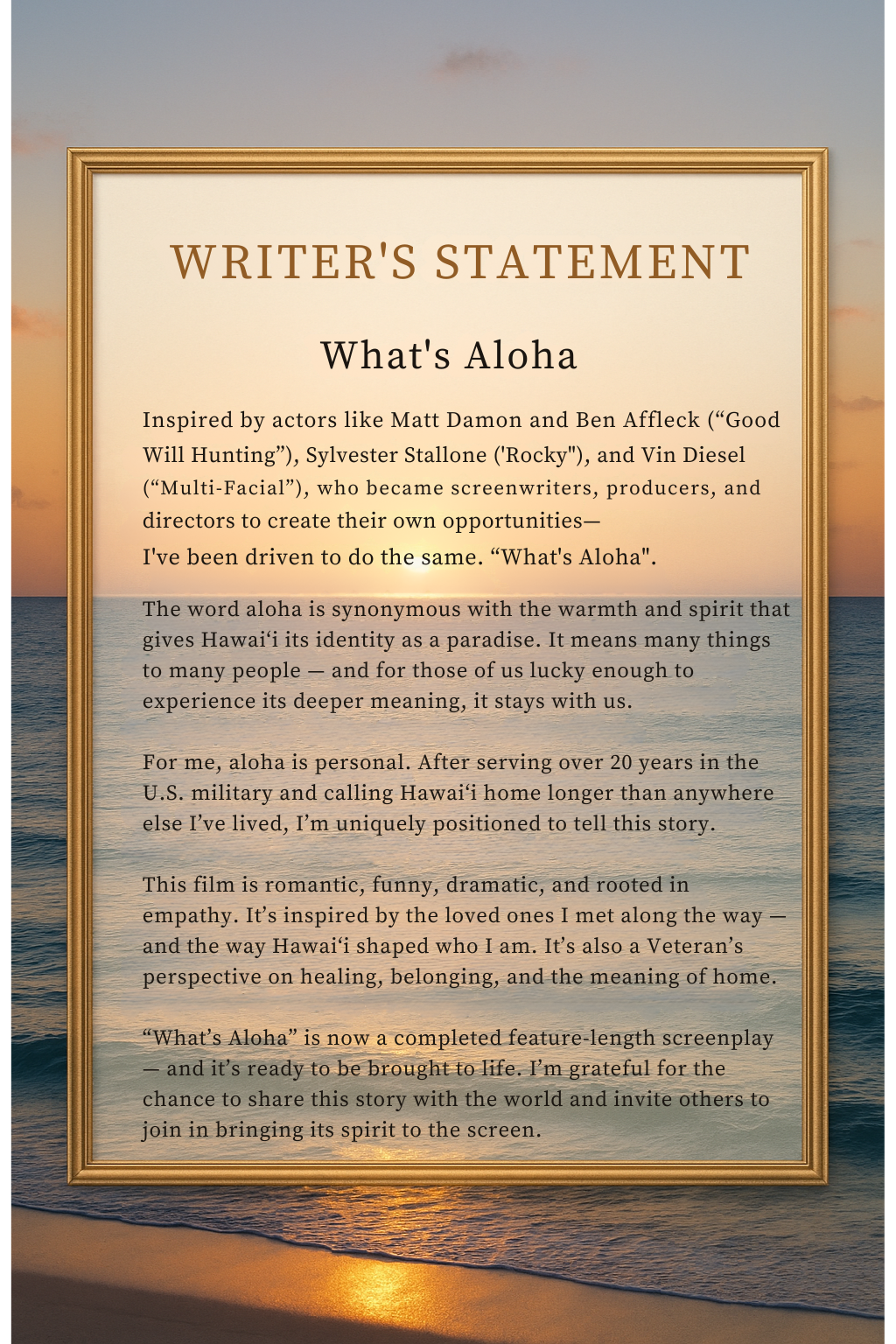 What's Aloha Writer’s Statement